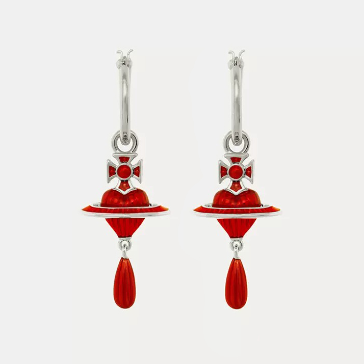 2 Colors FABIANNA Heart Orb Pendant Earrings
