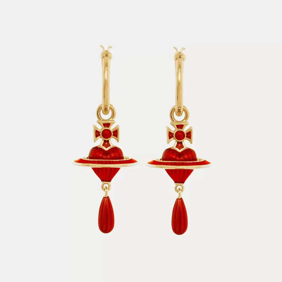 2 Colors FABIANNA Heart Orb Pendant Earrings