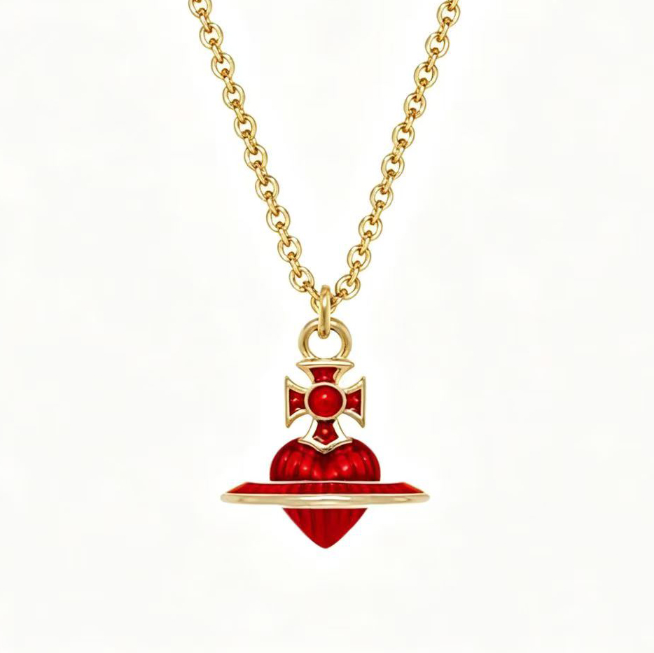 2 Colors FABIANNA Heart Orb Pendant Necklace