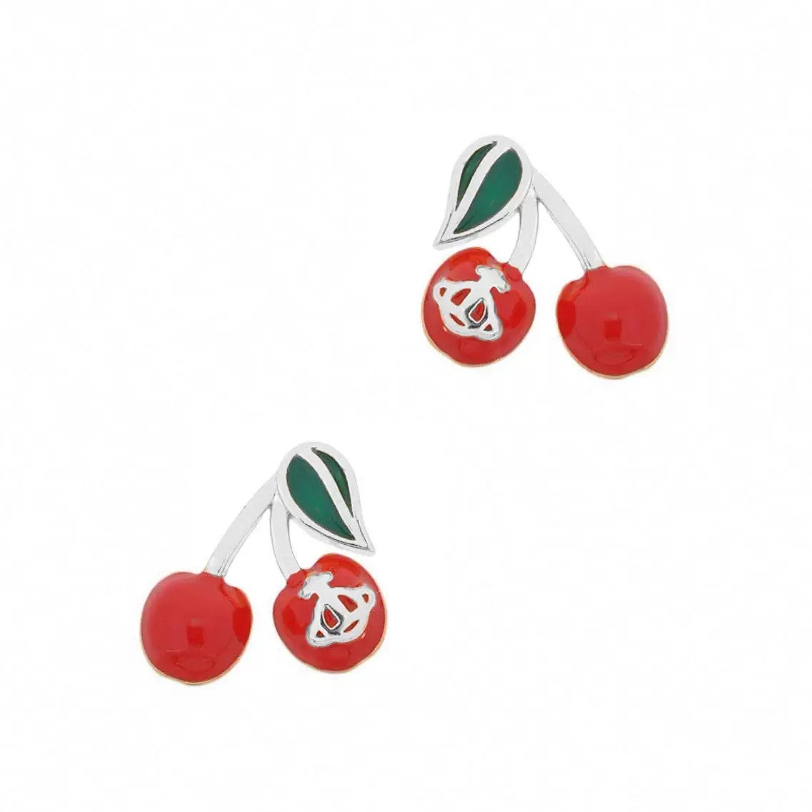 2 Colors Cherry Half-Face Earrings