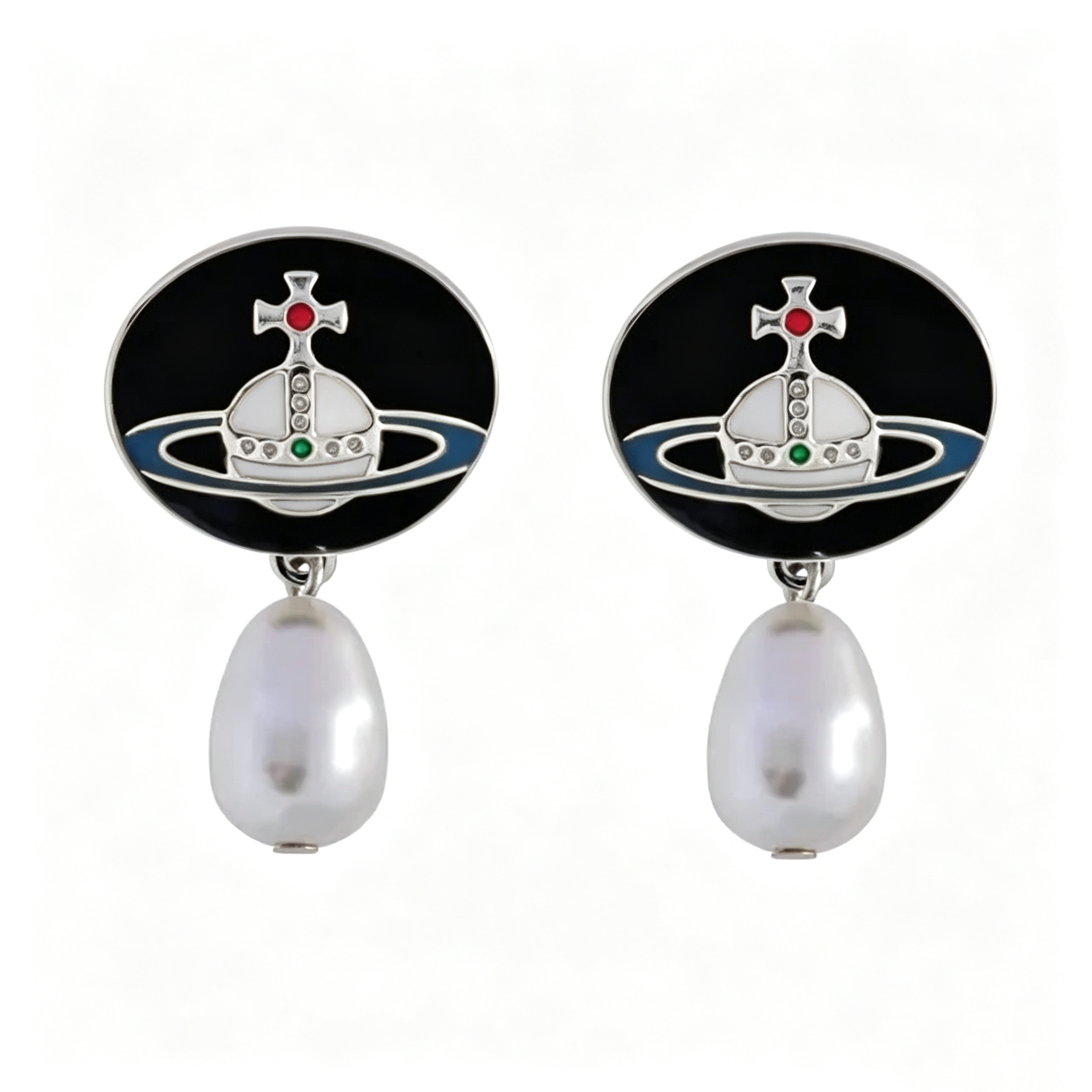5 Colors Enamel Pearl Detachable Earrings