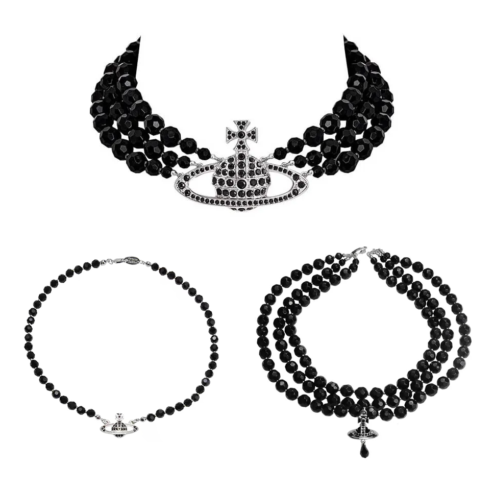 3 Style Black Crystal Necklace