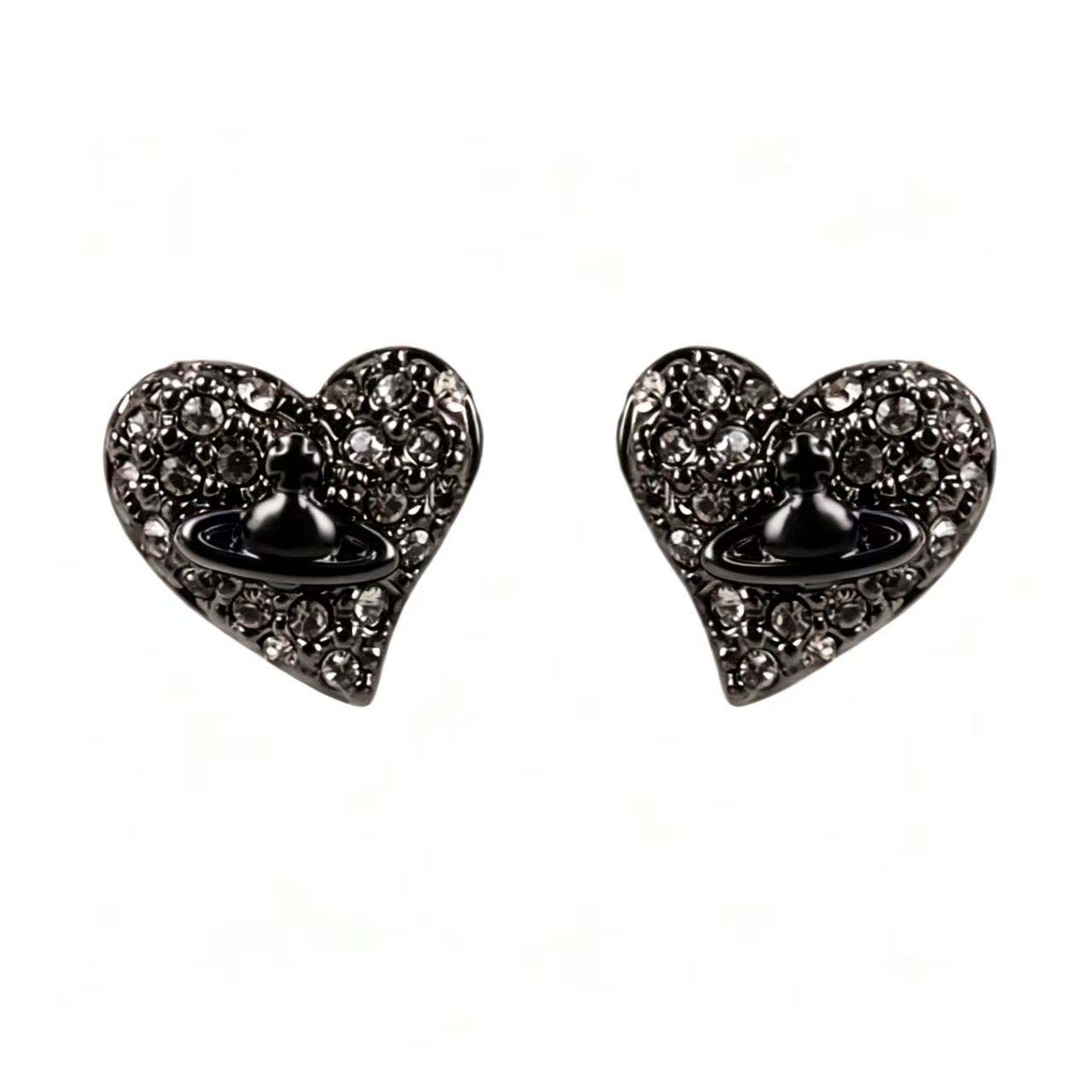 7 Colors Full Diamonds Heart Saturn Earrings