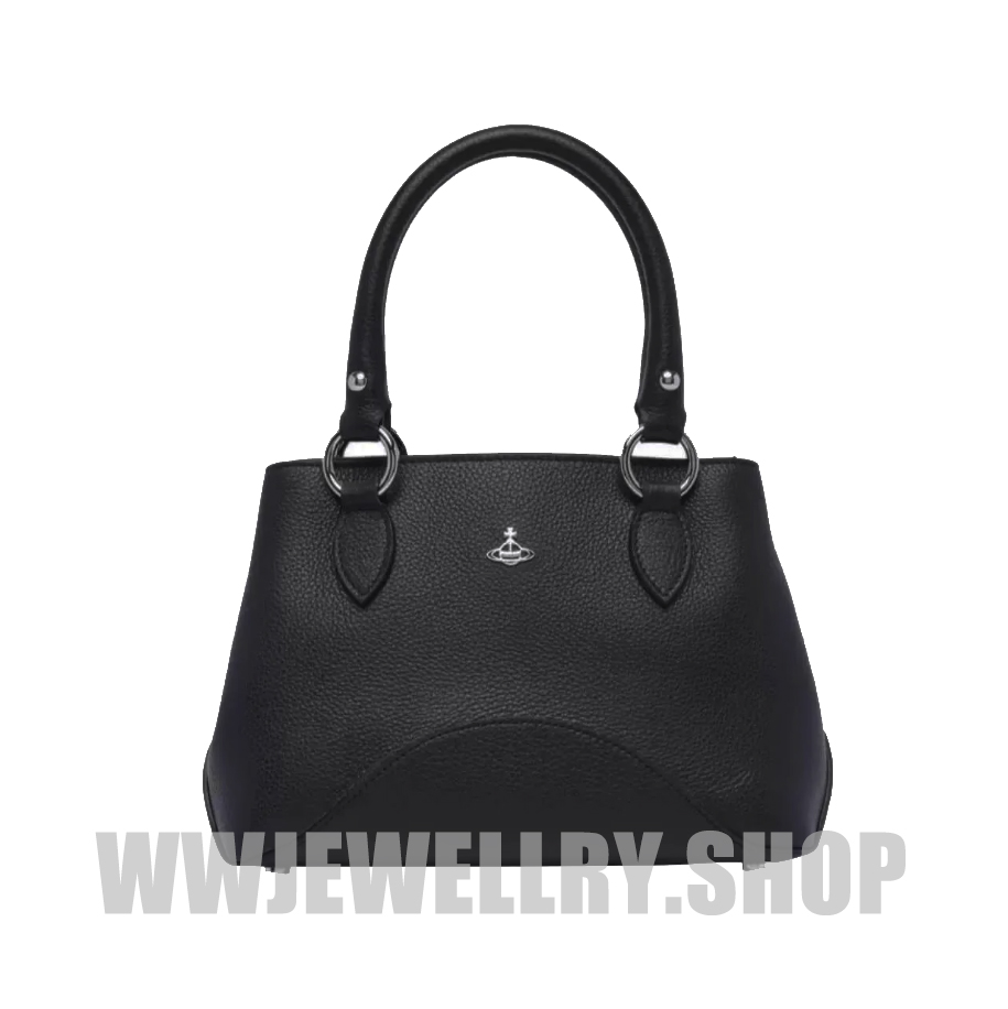 Black Leather Saturn Handbag
