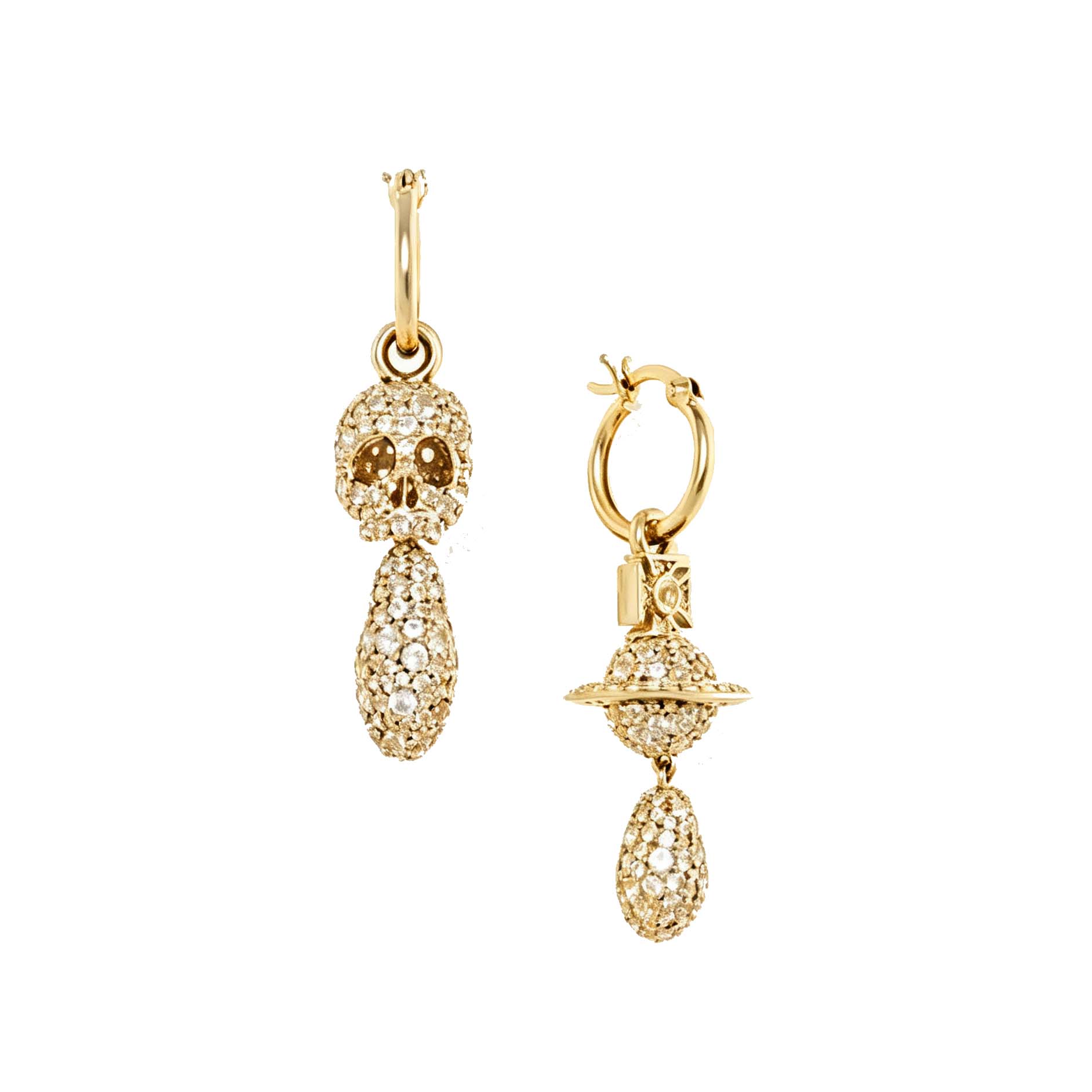 2 Colors CIRCE Skull Long Asymmetrical Earrings