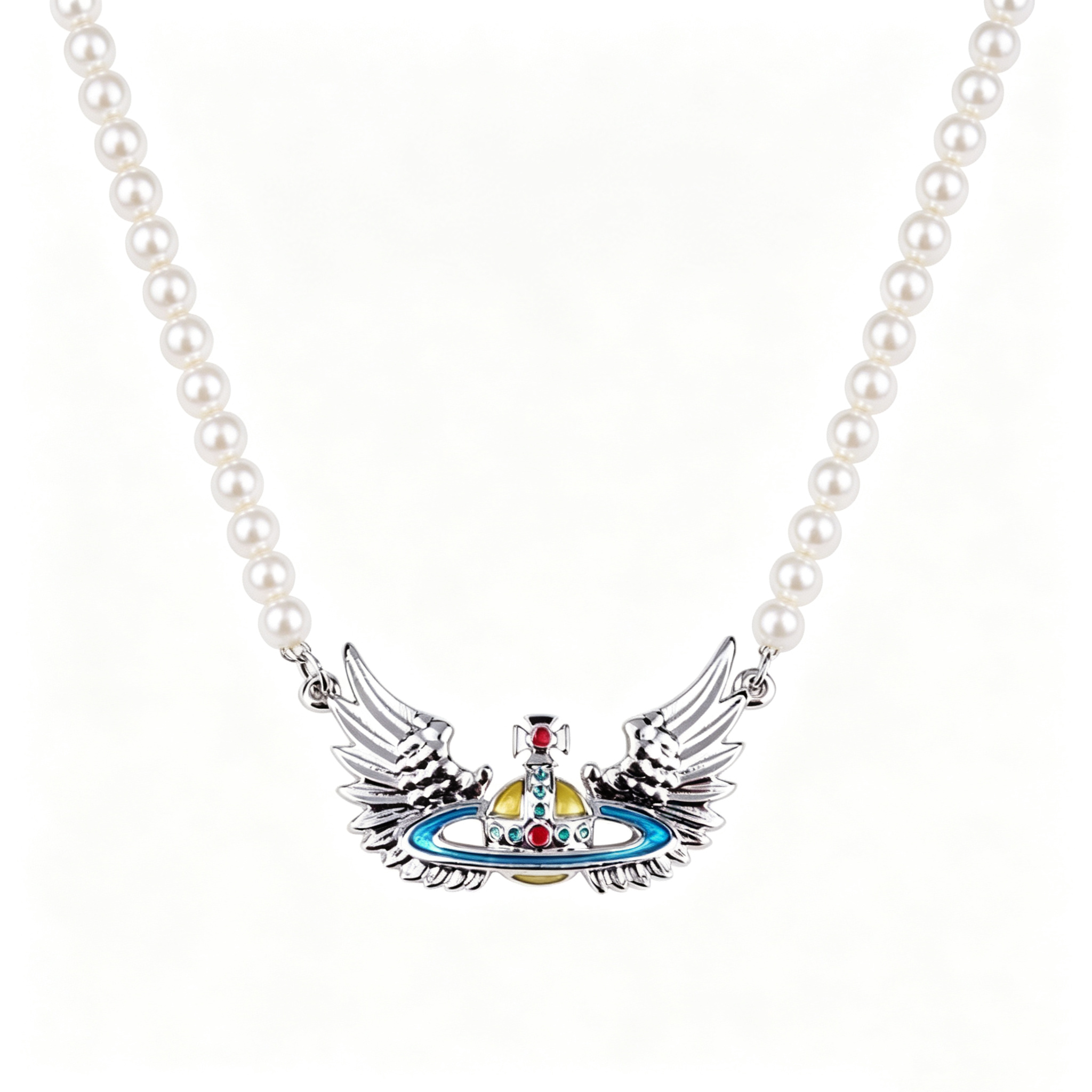 Lacquered Wings Saturn Pearl Necklace