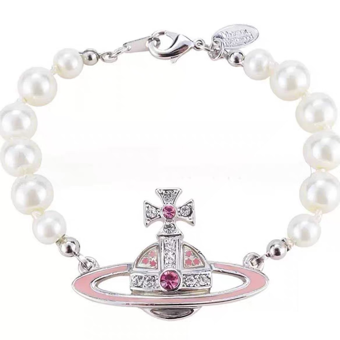 Pink Lacquered Pearl Bracelet