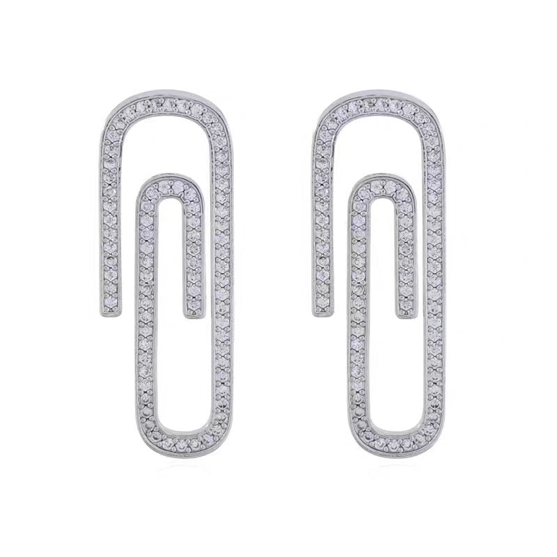 2 Colors Paperclip Saturn Earring