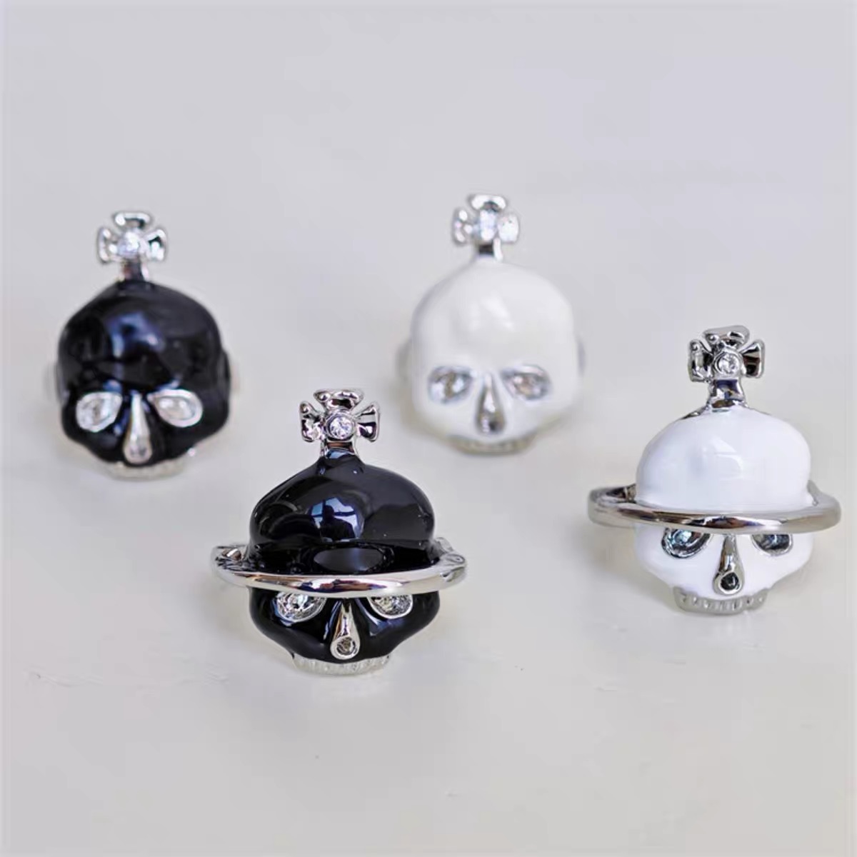 2 Colors Vintage Orbital/Flat Skull Ring