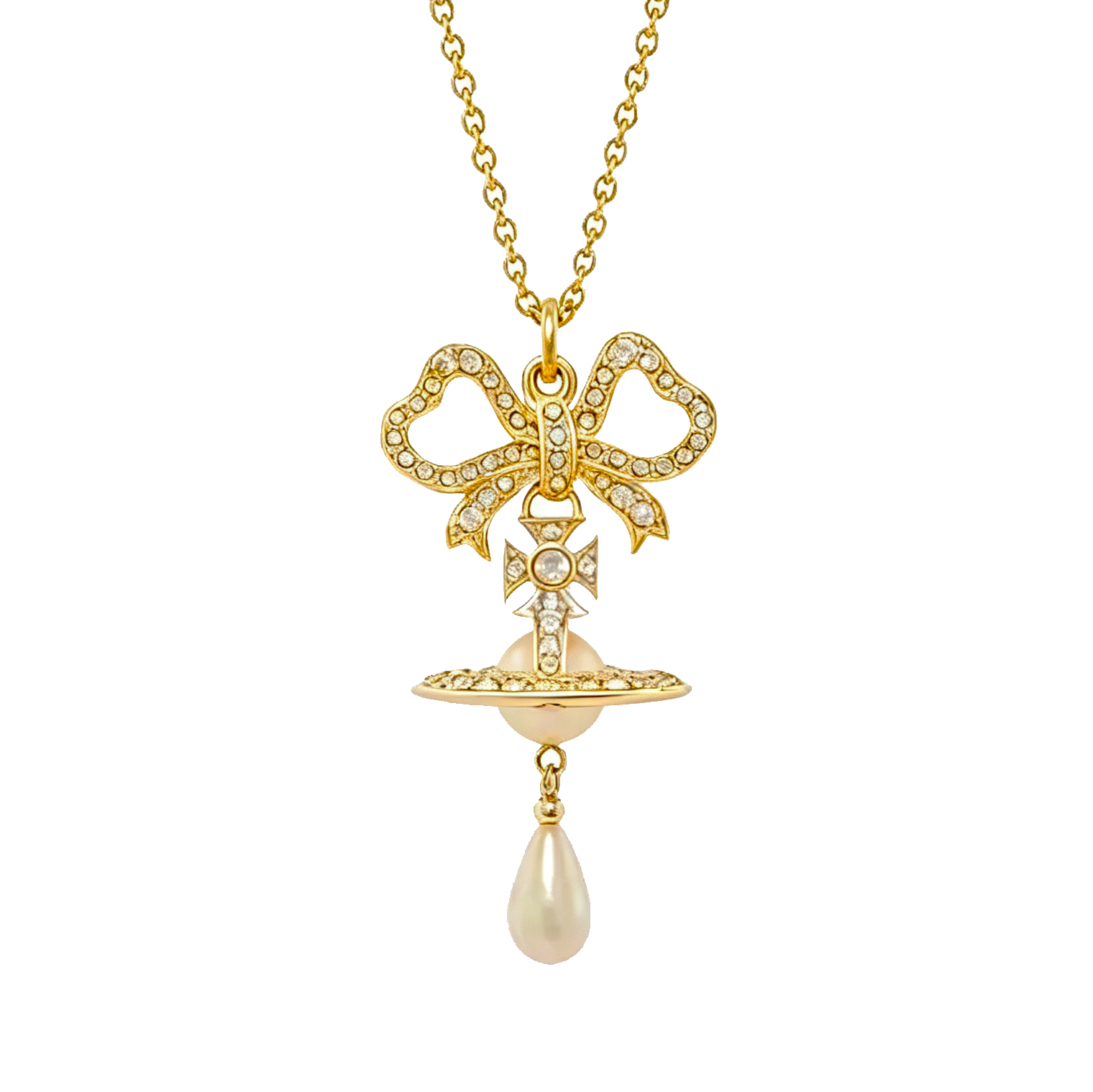 2 Colors RIGOBERTA Bow Saturn Pendant Necklace