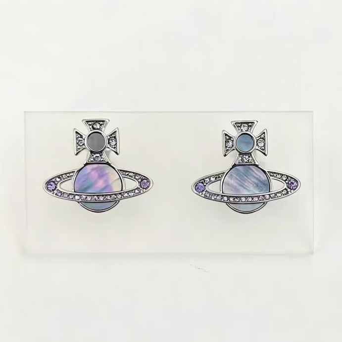 5 Colors RINA Diamond Shell Saturn Earrings