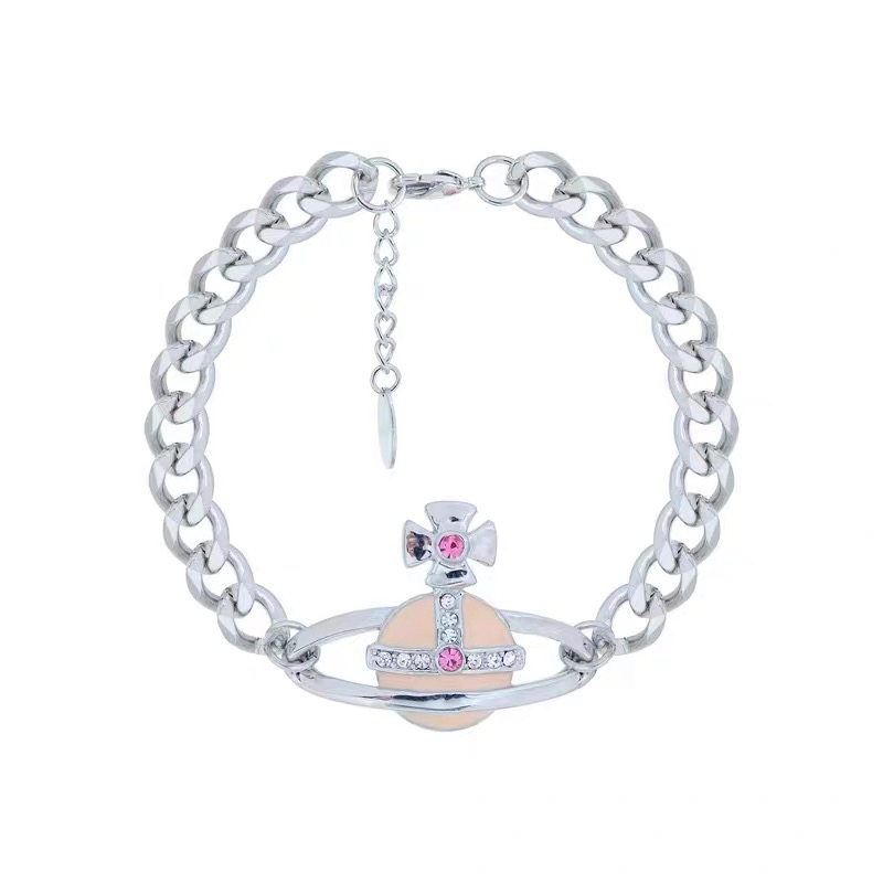 2 Colors Pink Lacquered Saturn Bracelet