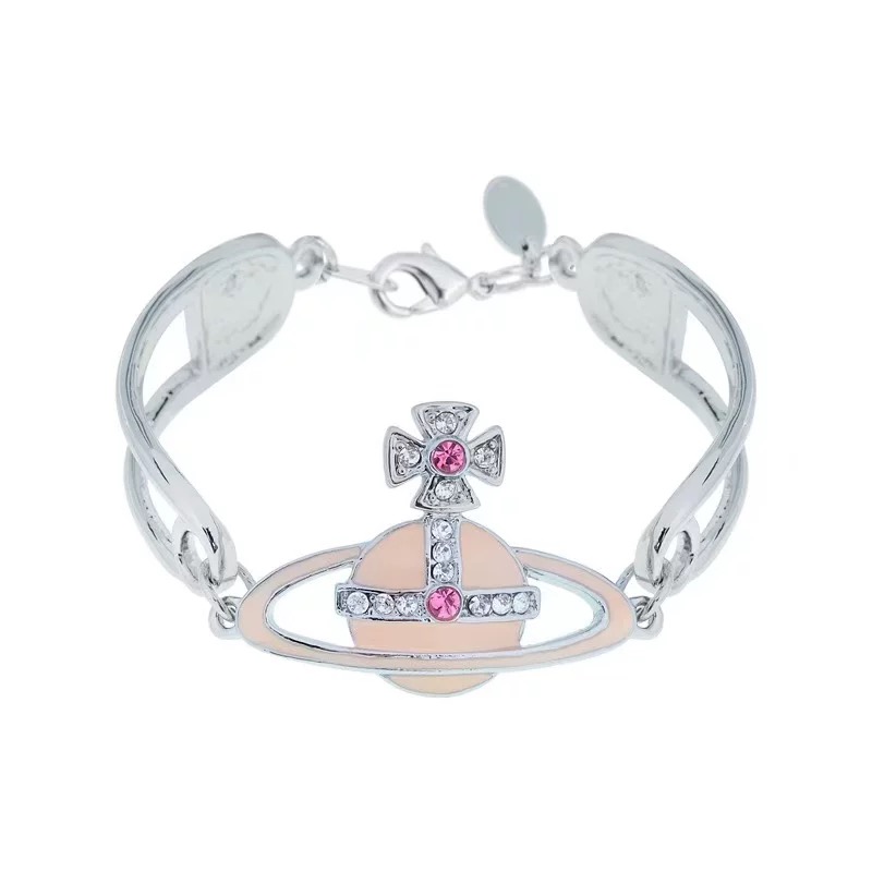 2 Colors Pink Lacquered Saturn Bangle