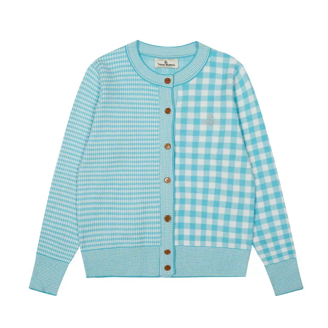 2 Colors Patchwork Checkered Saturn Sweater
