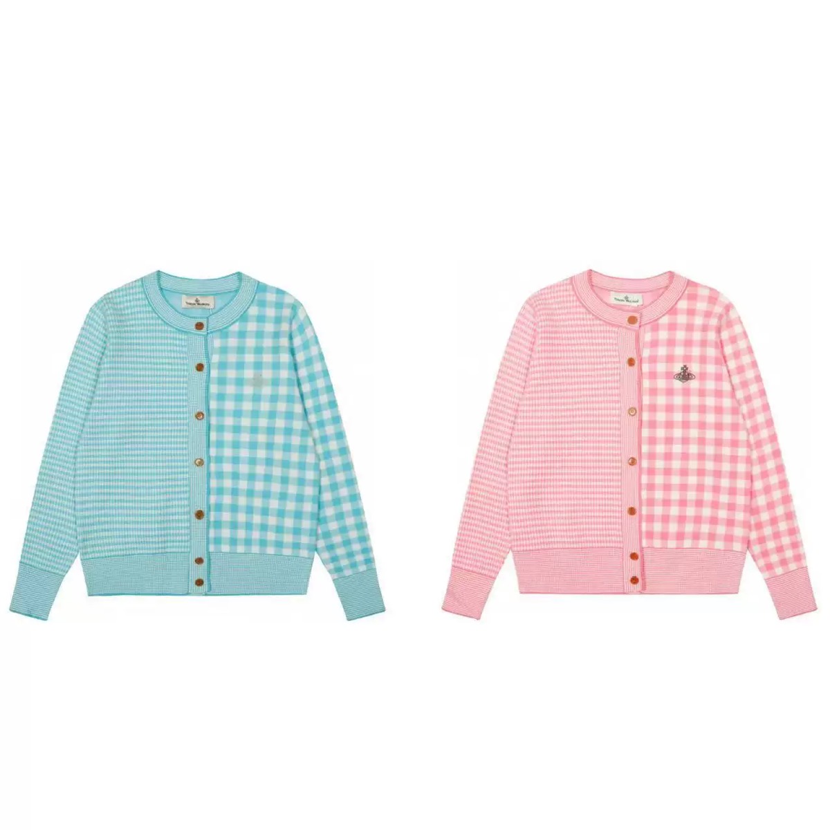 2 Colors Patchwork Checkered Saturn Sweater