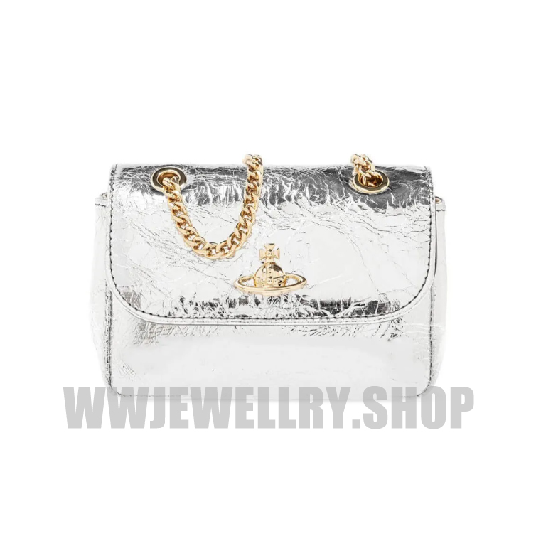Silver Leather Crossbody Bag