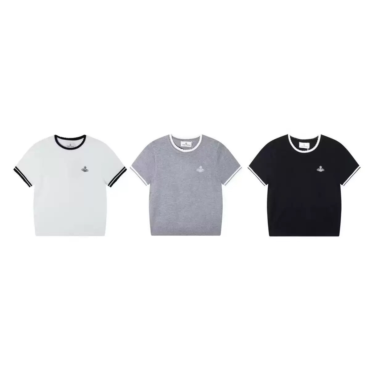 3 Colors Wave Short-Sleeve Knit Top
