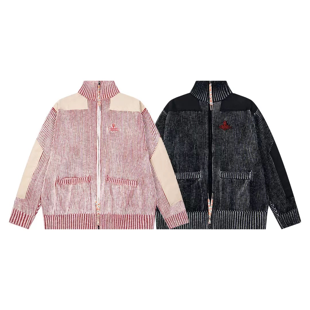 2 Colors Vintage Striped Saturn Wool Jacket