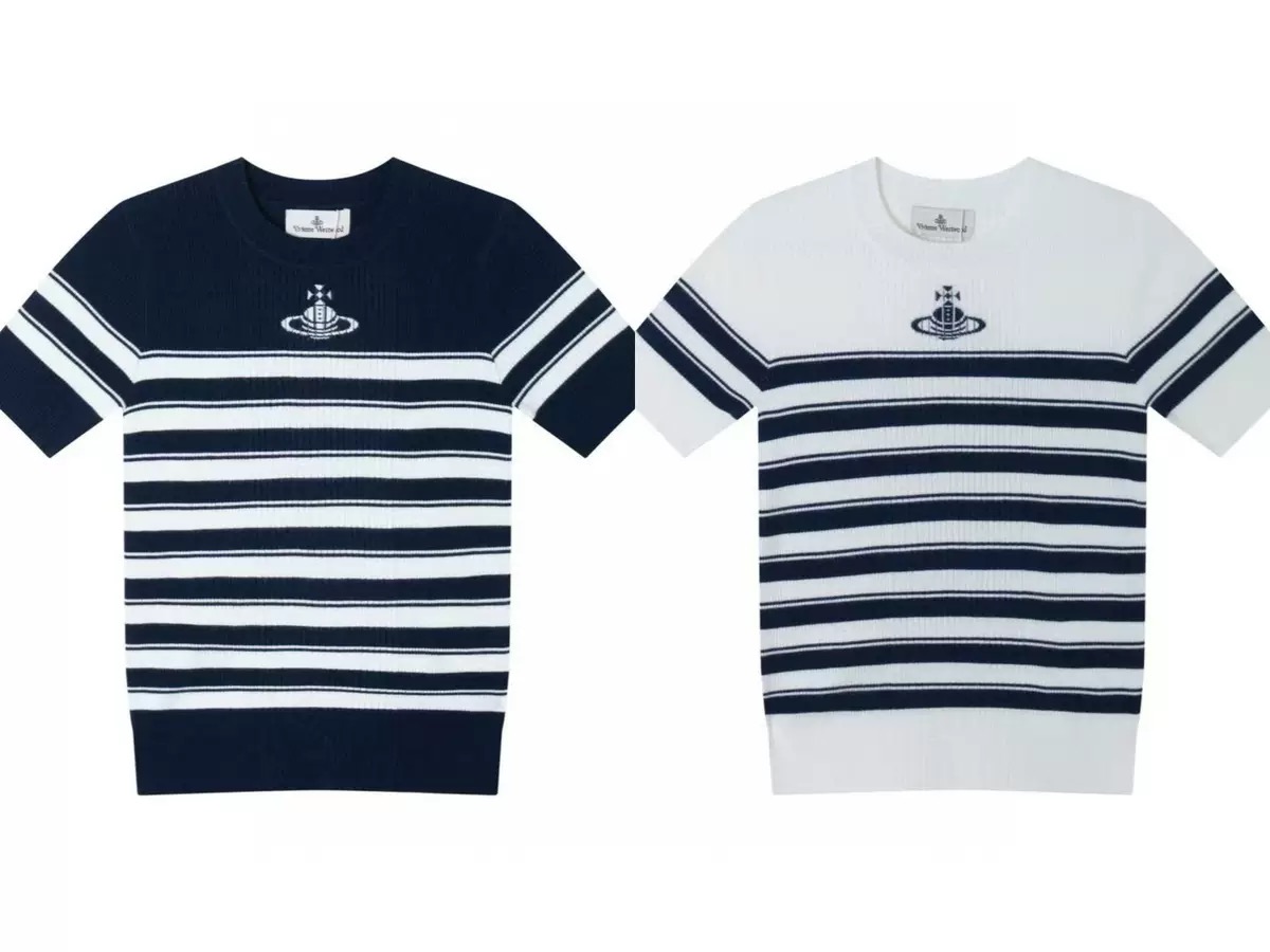 2 Colors Short-sleeved Striped Pullover Knit