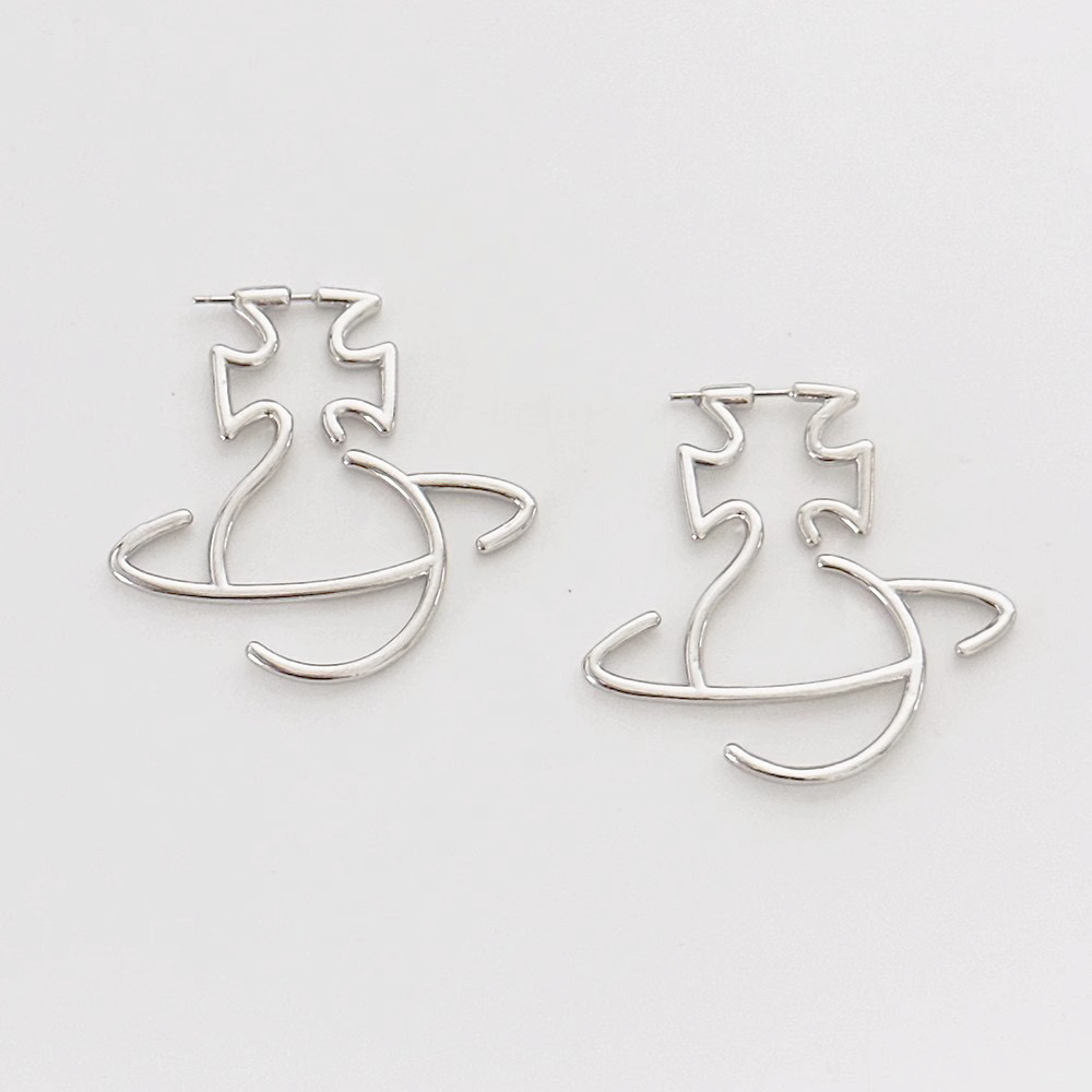 2 Colors Linear Saturn Earrings