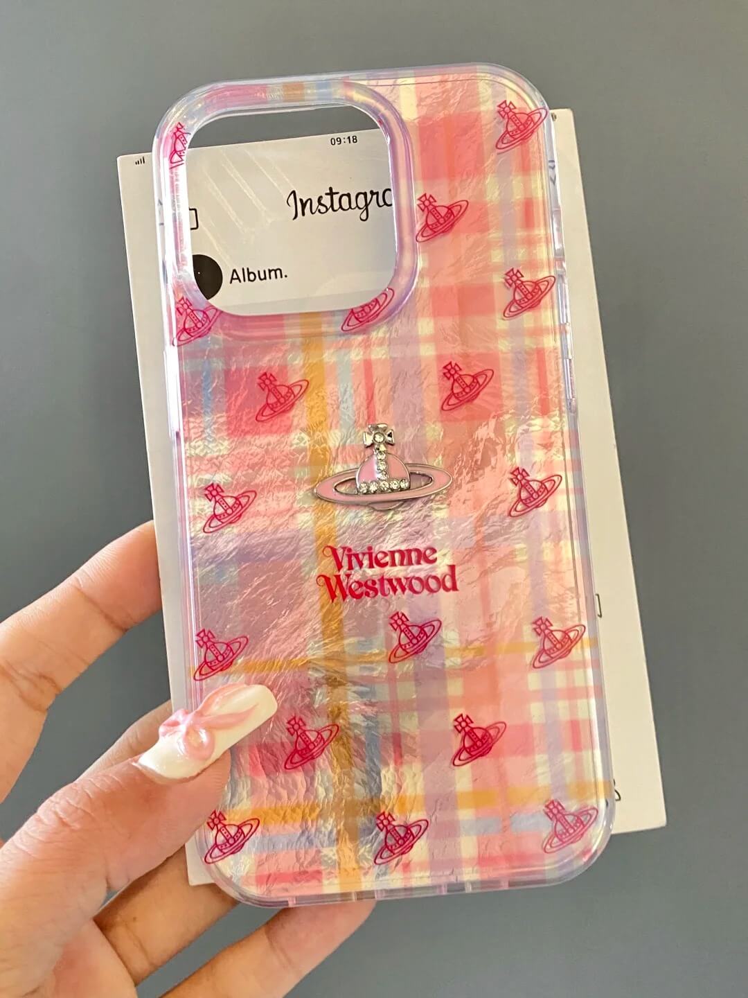 Pink Plaid Saturn Phone Case