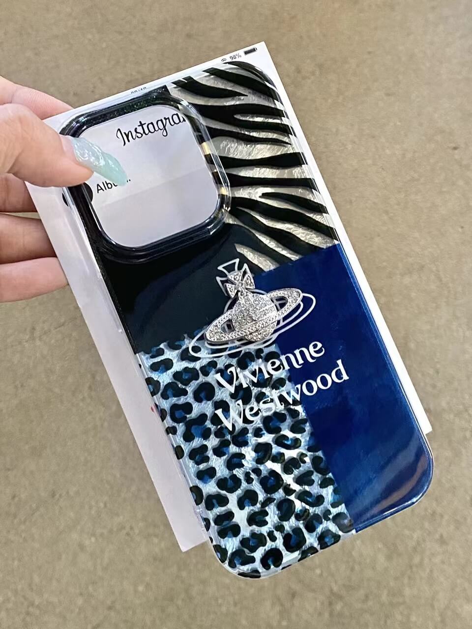 Leopard Print Plaid Saturn Phone Case