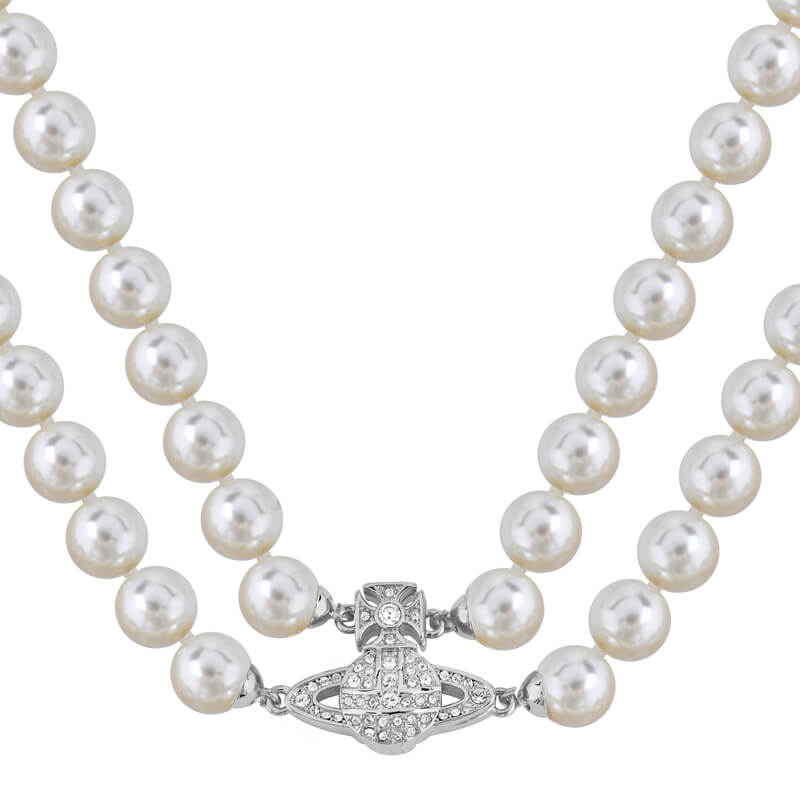 Suction stone pearl necklace small double layer