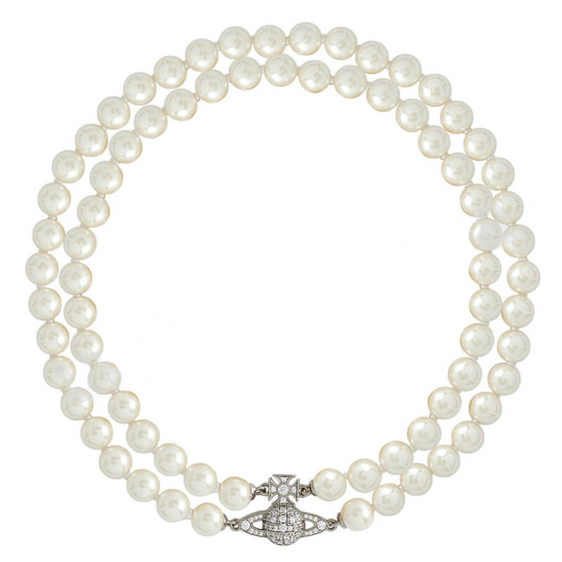 Suction stone pearl necklace small double layer