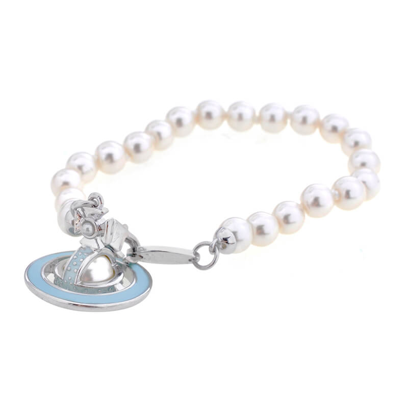 Simonetta embossed pearl lacquered Saturn bracelet