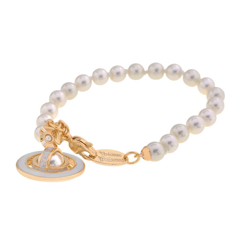 Simonetta embossed pearl lacquered Saturn bracelet