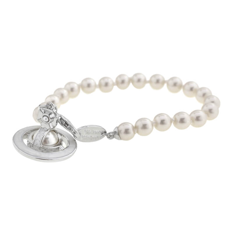 Simonetta embossed pearl lacquered Saturn bracelet