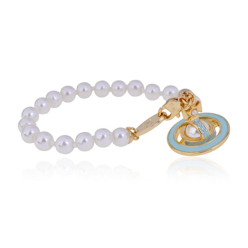 Simonetta embossed pearl lacquered Saturn bracelet