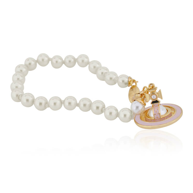 Simonetta embossed pearl lacquered Saturn bracelet
