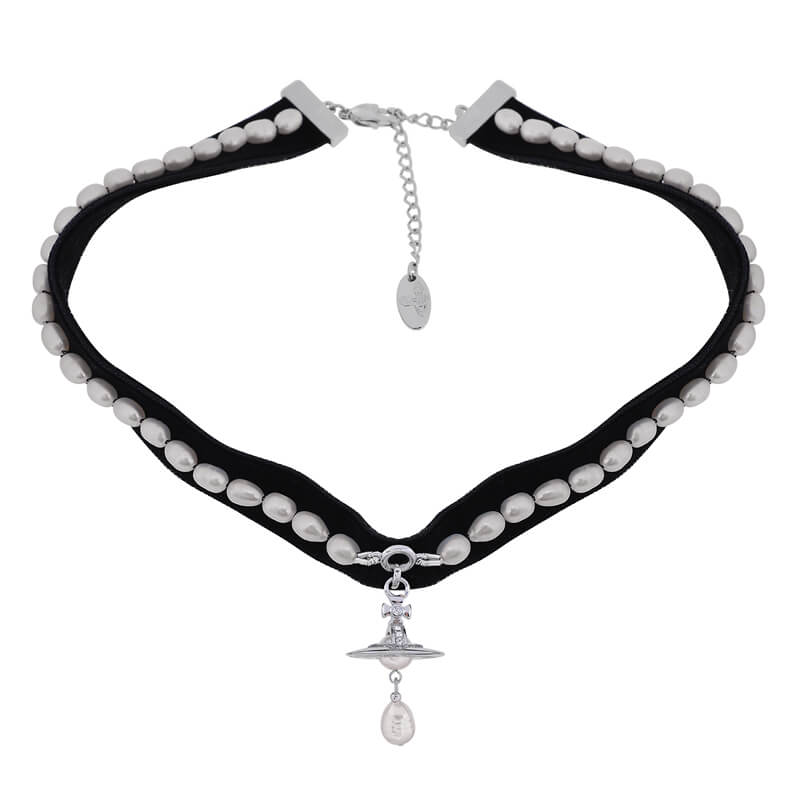 ALEKSA Baroque pearl ribbon chocker