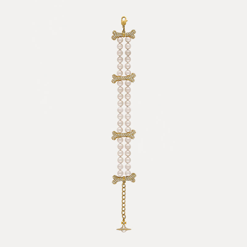 FAUSTINE bone double row pearl bracelet