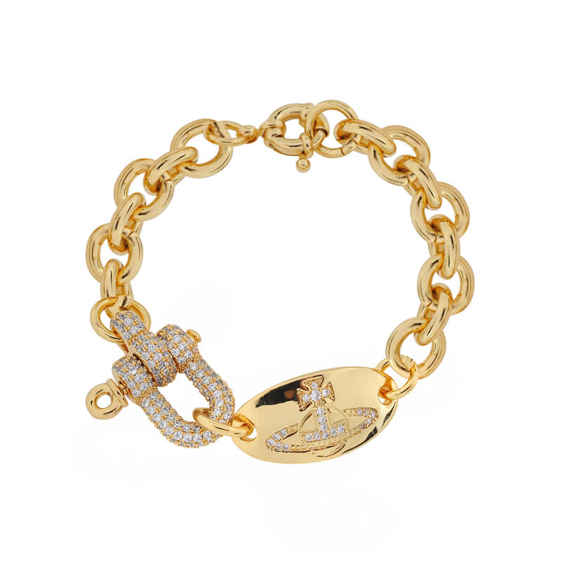 Full diamond u-buckle chain bracelet