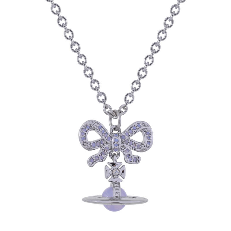OCTAVIE three dimensional diamond necklace with bow