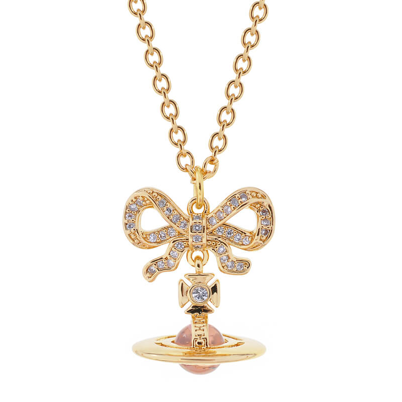 OCTAVIE three dimensional diamond necklace with bow