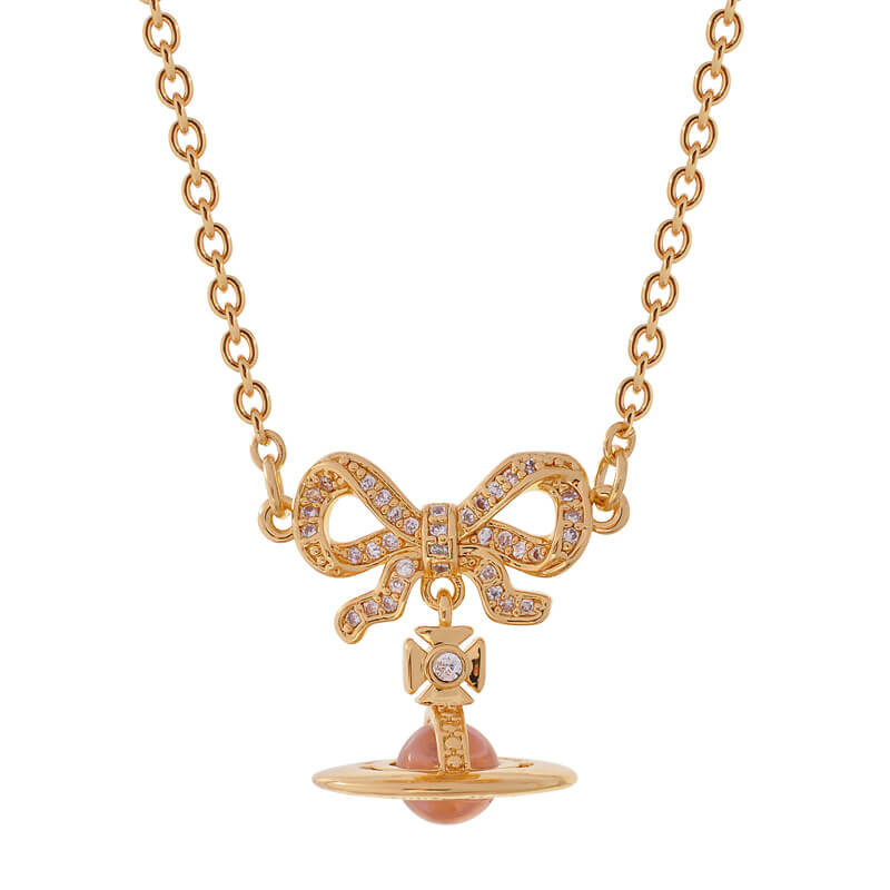 OCTAVIE three dimensional diamond necklace with bow