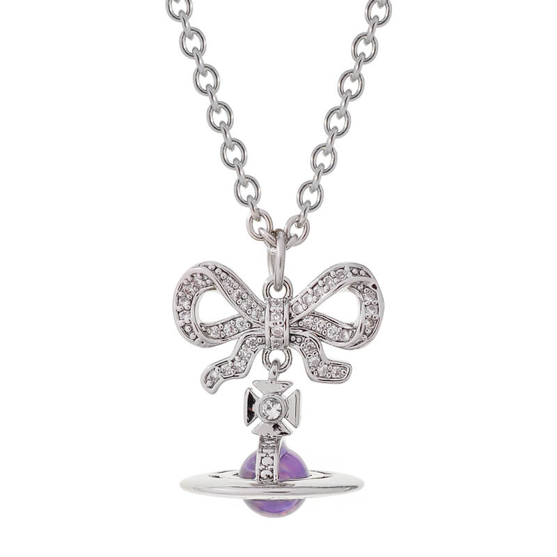 OCTAVIE three dimensional diamond necklace with bow