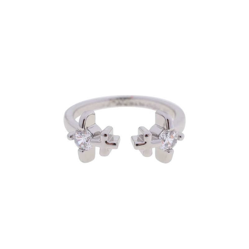 HORTENSE TWIN Double Cross Line Diamond Rings