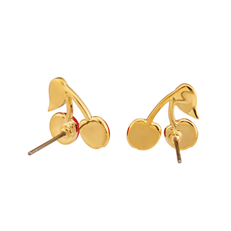 Baked cherry half face earrings
