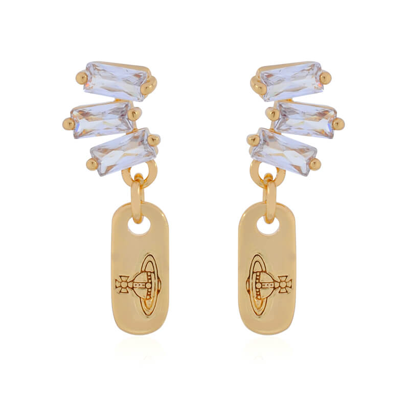 Square Zirconia Tag Earrings