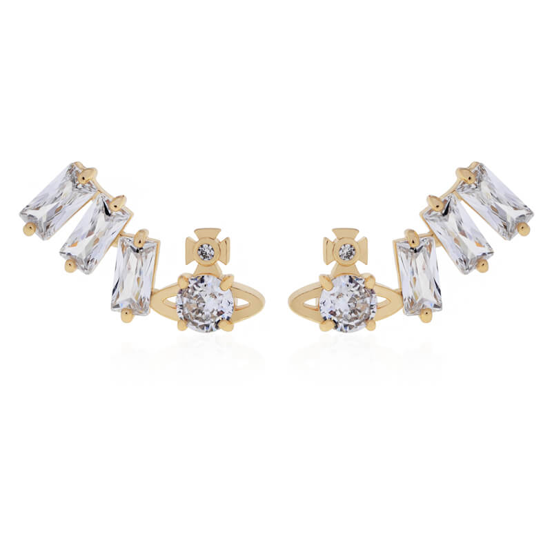 Square Zirconia Side Saturn Earrings