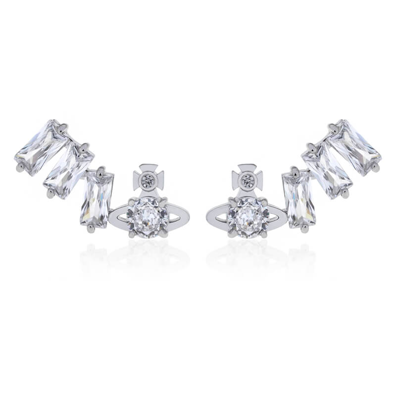 Square Zirconia Side Saturn Earrings