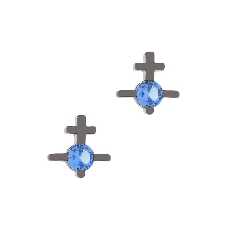 HORTENSE Line Cross Solitaire Earrings
