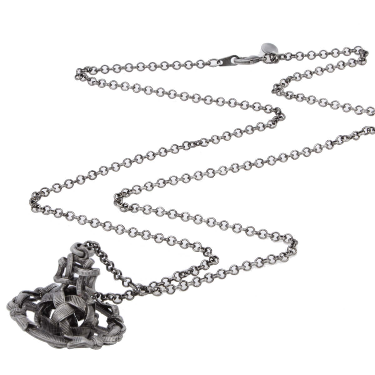 Antique Silver Woven Ball Three-dimensional Saturn Necklace