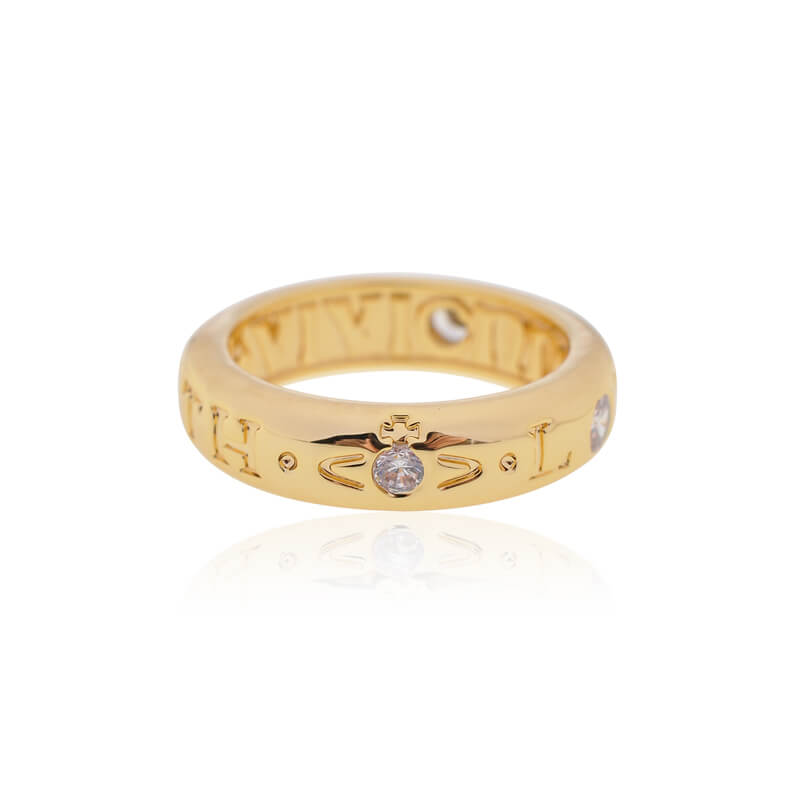 Smooth letter three zircon rings