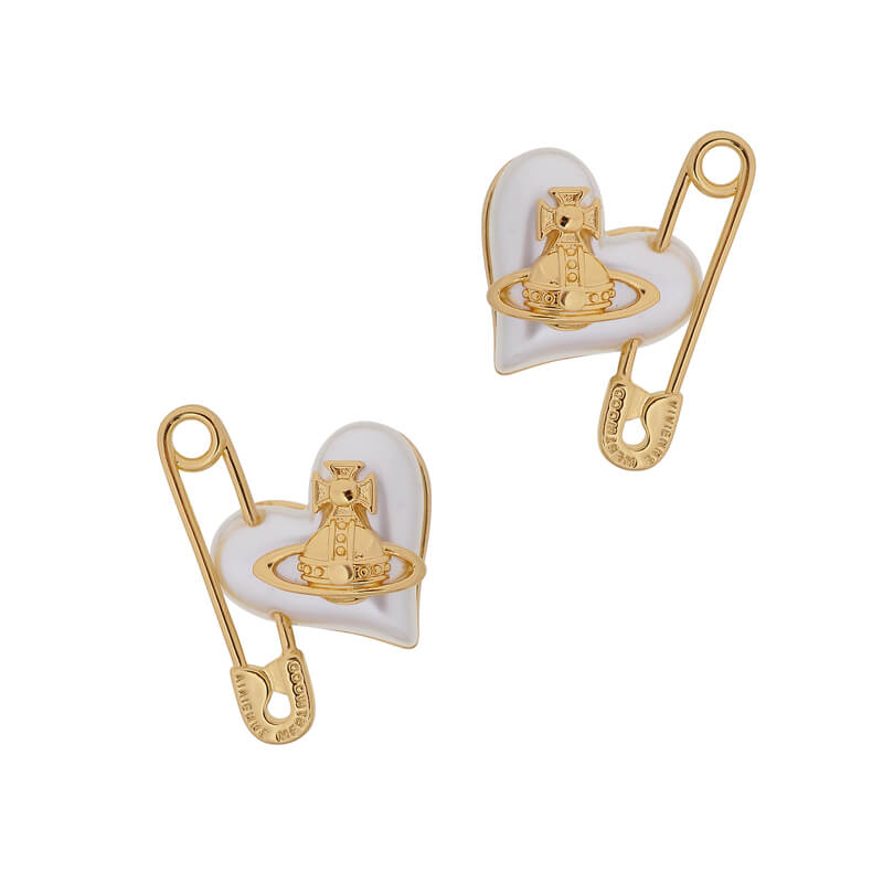 ORIETTA peach heart pearl pin earrings