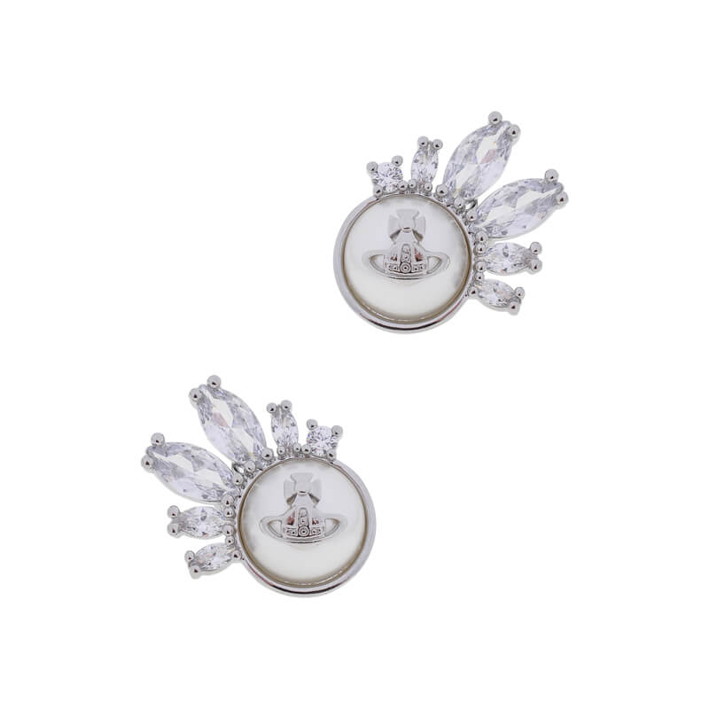 Large pearl malachite stud earrings